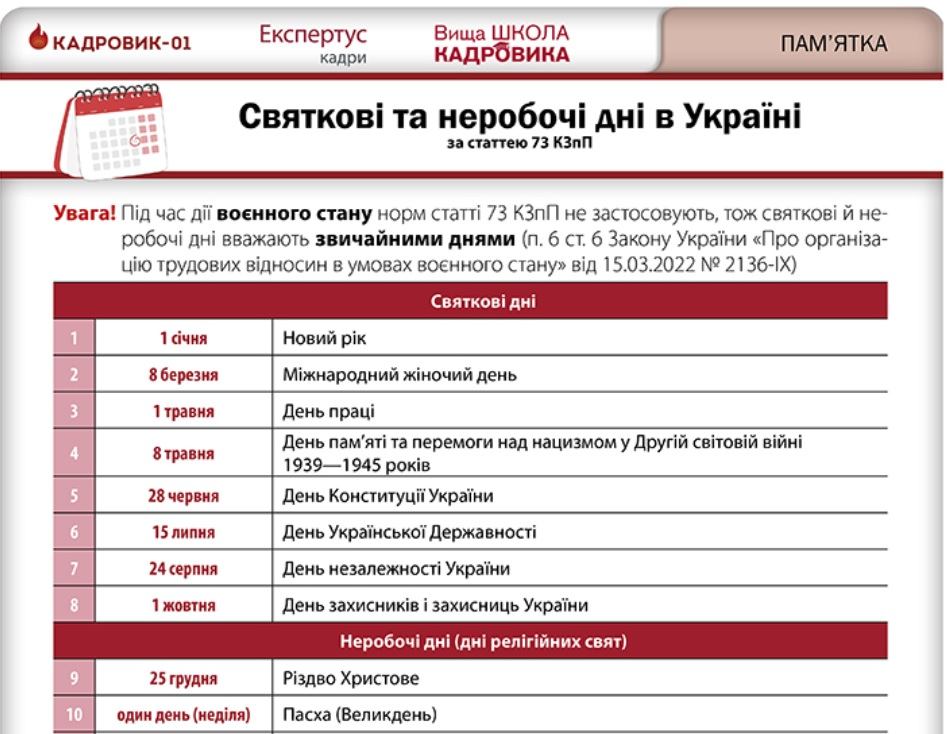 Вихідні 2024