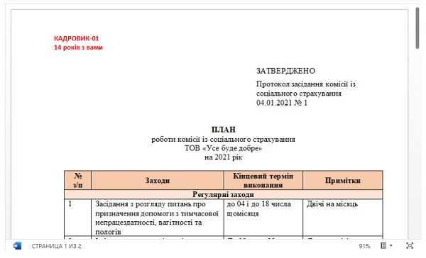 Визначте дати засідань комісії із соціального страхування на 2021 рік Визначте дати засідань комісії із соціального страхування на 2021 рік