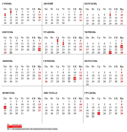 Вихідні дні 2019: їх буде понад сотню