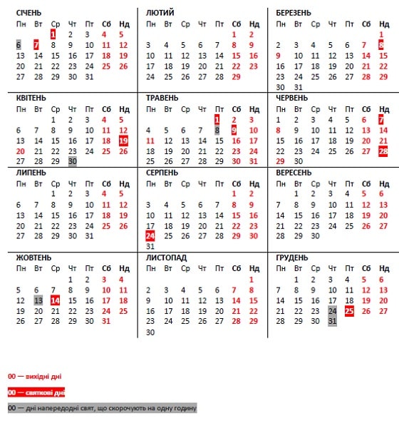 вихідні 2020