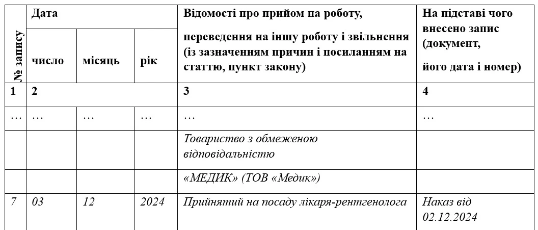 Запис про прийняття на роботу зі шкідливими умовами праці