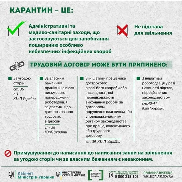 Мін’юст роз’яснив, коли можна звільняти під час карантину