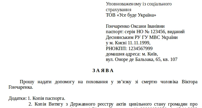 Допомога на поховання 2024